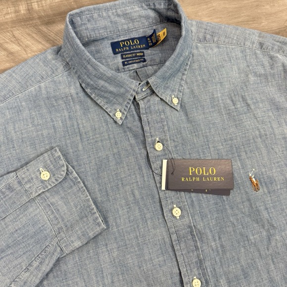 Polo Ralph Lauren Men's Classic Fit Untucked Fit Indigo Chambray Shirt SZ XL NWT